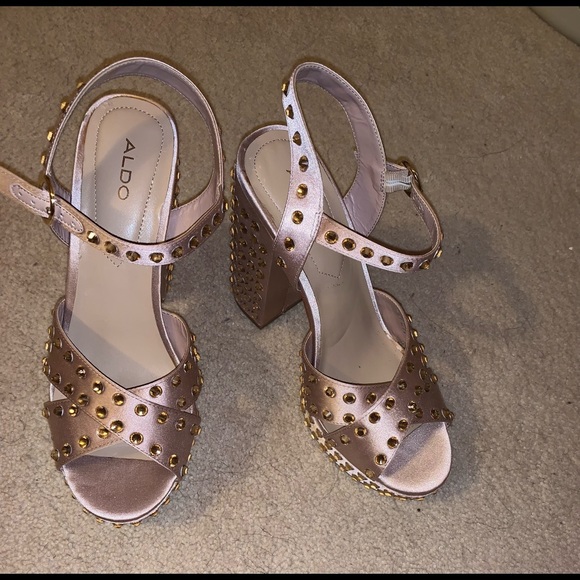 Aldo Blush Rhinestone Block Heels - Picture 4 of 6